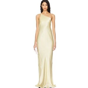 One Shoulder Cowl Back Maxi Dress in Lemon